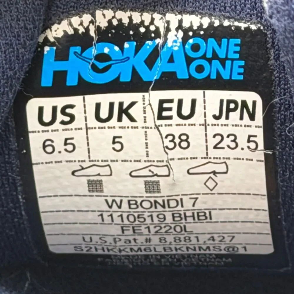 Hoka One One Bondi 7 Blue Haze Black Iris Women's Running Shoes Size 6.5 1110519